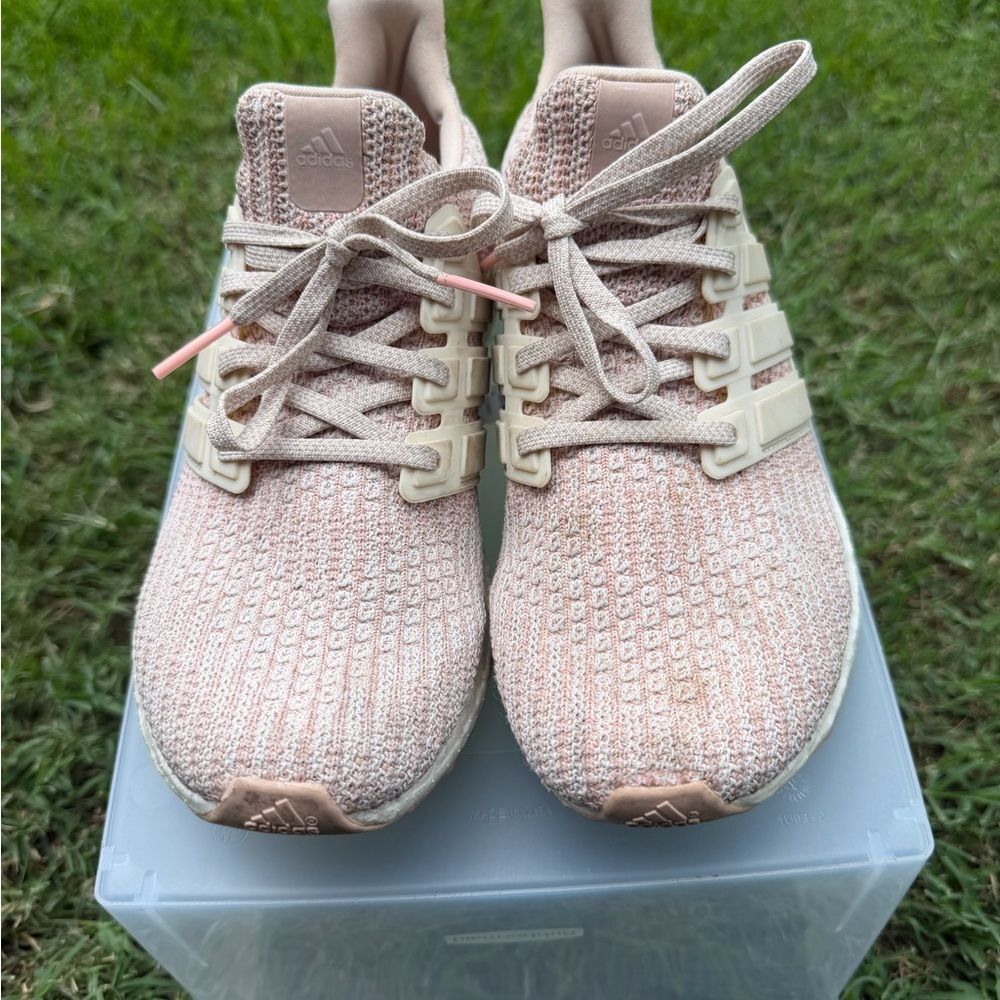 adidas Blush Pink Knit Lace-Up Running Shoes